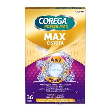 COREGA POWER MAX MAX ČISTOTA antibakteriálne čistiace tablety 1x36 ks obrázok