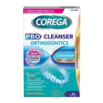 COREGA PRO CLEANSER ORTHODONTICS antibakteriálne čistiace tablety 1x30 ks obrázok