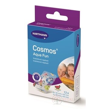 COSMOS Aqua Fun náplasť na rany, vodotesná, 2 veľkosti (3x4cm) (4x6cm) 1x12 ks obrázok