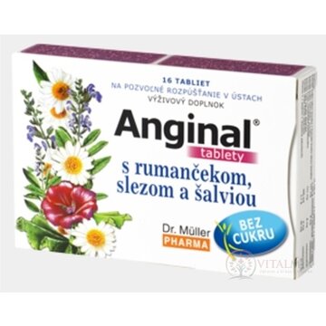 Dr. Müller ANGINAL s rumančekom, slezom a šalviou tbl (pri bolesti v hrdle) 1x16 ks obrázok