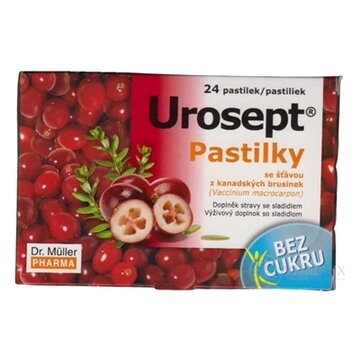 Dr. Müller UROSEPT Pastilky bez cukru pas (so šťavou z brusníc) 1x24 ks obrázok
