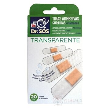 Dr. SOS Transparent náplasť prúžky mix vodeodolné (4 veľkosti) 1x20 ks obrázok
