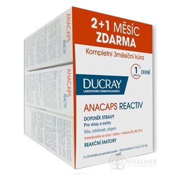 DUCRAY ANACAPS REACTIV (TRIO) cps pre vlasy a nechty 3x30 (90 ks), 1x1 set obrázok