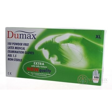 DUMAX RUKAVICE latexové  vyšetrovacie nesterilné bez púdru, veľkosť XL; 1x100ks obrázok