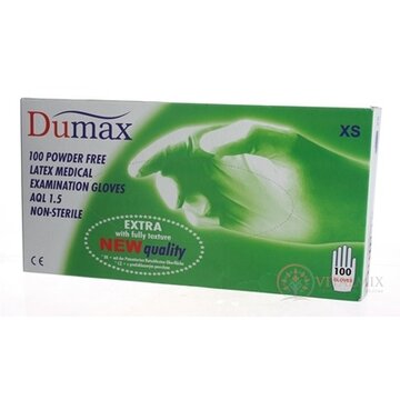 DUMAX RUKAVICE latexové  vyšetrovacie nesterilné bez púdru, veľkosť XS; 1x100ks obrázok