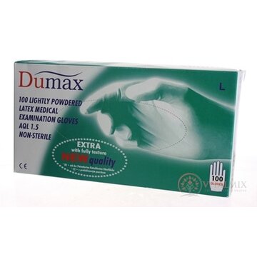 DUMAX RUKAVICE latexové  vyšetrovacie nesterilné pudrované, veľkosť L; 1x100ks obrázok