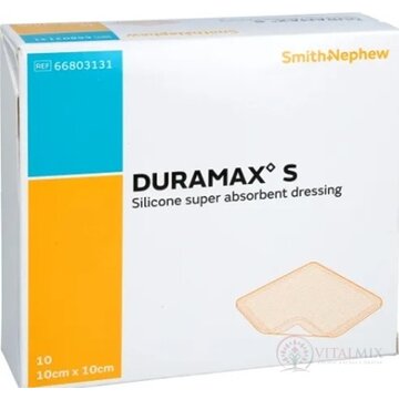 DURAMAX S silikónový superabsorpčný obväz (krytie), 10x10 cm, 1x10 ks obrázok
