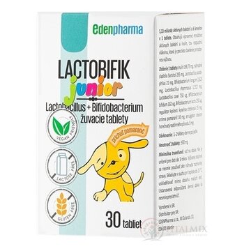 EDENPharma LACTOBIFIK Junior žuvacie tablety, príchuť pomaranč 1x30 ks obrázok