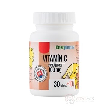 EDENPharma VITAMÍN C 100 mg príchuť jahoda tbl 30+10 zadarmo (40 ks) obrázok