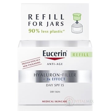 Eucerin HYALURON-FILLER+3xEFFECT Denný krém REFILL suchá pleť, Anti-Age, SPF15, náhradná náplň 1x50 ml obrázok
