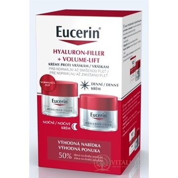 Eucerin HYALURON-FILLER+VOLUME-LIFT DUO normálna pleť, denný krém 50 ml + nočný krém 50 ml (zľava na 2.produkt) 1x1 set obrázok