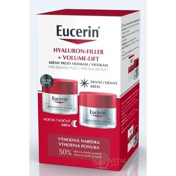 Eucerin HYALURON-FILLER+VOLUME-LIFT DUO suchá pleť, denný krém 50 ml + nočný krém 50 ml (zľava na 2.produkt) 1x1 set obrázok