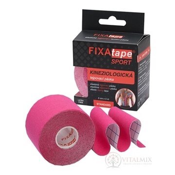 FIXAtape tejpovacia páska SPORT kinesiologická, elastická, ružová, 5cm x 5m, 1x1 ks obrázok
