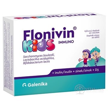 Flonivin KIDS IMMUNO prášok (prospešné baktérie + inulín + zinok + D3) vrecúška 1x20 ks obrázok