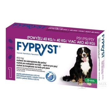 FYPRYST 402 mg PSY NAD 40 KG roztok na kvapkanie na kožu pre psov (pipeta) 1x4,02 ml obrázok