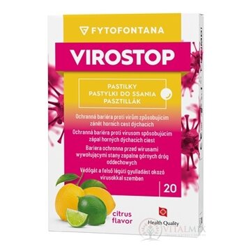 fytofontana VIROSTOP pastilky na cmúľanie, príchuť citrusová (inov.2024, zdravotnícka pomôcka) 1x20 ks obrázok