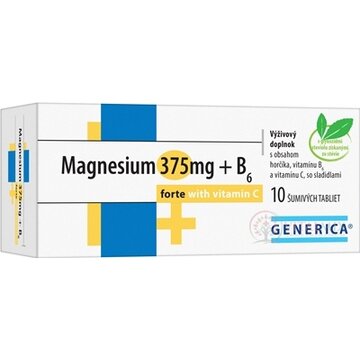 GENERICA Magnesium 375 mg + B6 forte s vitamínom C tbl eff 1x10 ks obrázok