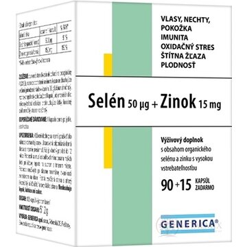 GENERICA Selén 50 μg + Zinok 15 mg cps 90 + 15 zadarmo (105 ks) obrázok