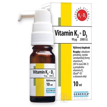 GENERICA Vitamin K2 90 µg + D3 2000 I.U. kvapky 1x10 ml obrázok