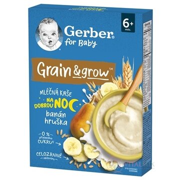 Gerber for Baby Mliečna KAŠA Pšenično-ovsená banán a hruška, na dobrú noc (od ukonč. 6. mesiaca) 1x200 g obrázok
