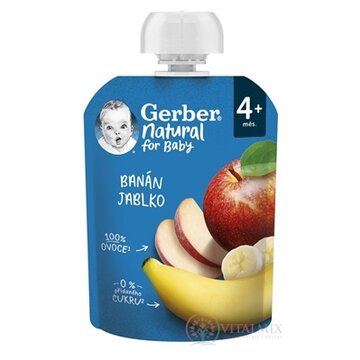 Gerber Natural Kapsička Banán a jablko ovocná desiata (od ukonč. 4. mesiaca) 1x90 g obrázok