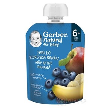 Gerber Natural Kapsička Jablko, čučoriedka a banán ovocná desiata (od ukonč. 6. mesiaca) 1x90 g obrázok