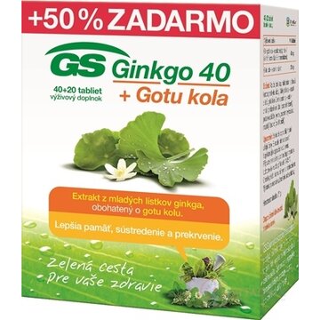 GS Ginkgo 40 + Gotu kola tbl 40+20 zadarmo (60 ks) obrázok