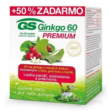 GS Ginkgo 60 PREMIUM tbl 40+20 zadarmo (60 ks) obrázok