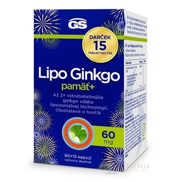 GS Lipo Ginkgo pamäť+ 60 mg Darček cps 90+15 navyše (105 ks) obrázok