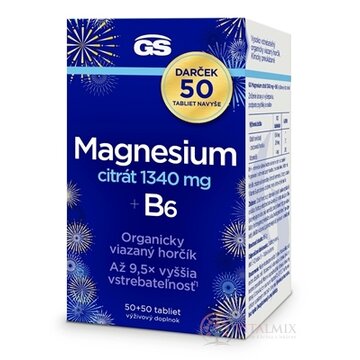 GS Magnesium citrát 1340 mg + B6 Darček tbl 50+50 navyše (100 ks) obrázok