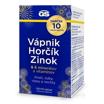 GS Vápnik Horčík Zinok Darček tbl (+ 6 minerálov a vitamínov) 130+10 navyše (140 ks) obrázok