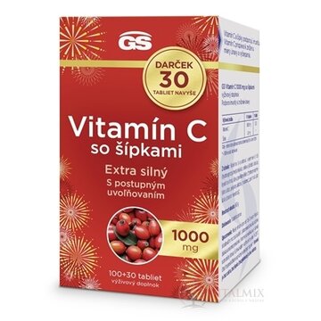 GS Vitamín C 1000 mg so šípkami Darček tbl (inov.2025) 100+30 navyše (130 ks) obrázok