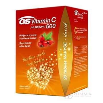 GS Vitamín C 500 so šípkami darček 2021 tbl 100+20 navyše (120 ks) obrázok