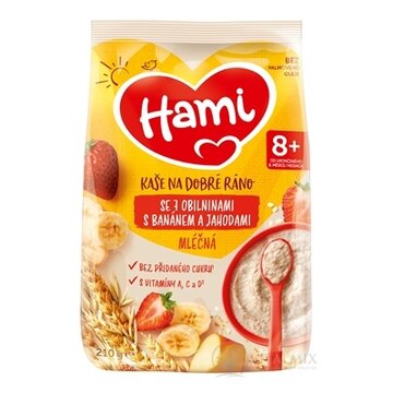 Hami mliečna kaša so 7 obilninami na dobré ráno s banánom a jahodami (od ukonč. 8. mesiaca) 1x210 g obrázok