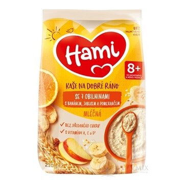 Hami mliečna kaša so 7 obilninami na dobré ráno s banánom, jablkom a pomarančom (od ukonč. 8. mesiaca) 1x210 g obrázok