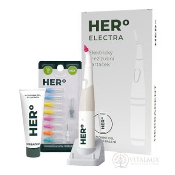 HERBADENT HERo ELECTRA Medzizubná elektrická kefka prístroj s nádstavcami a medzizubným gélom 1x1 set obrázok