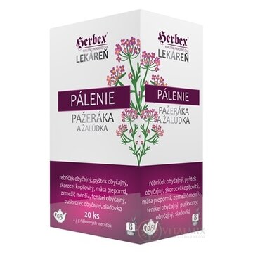 HERBEX Lekáreň PÁLENIE pažeráka a žalúdka bylinná zmes, čaj 20x3 g (60 g) obrázok