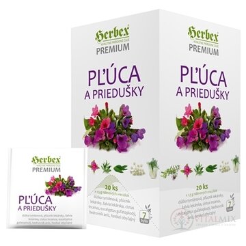 HERBEX Premium PĽÚCA A PRIEDUŠKY bylinná zmes, čaj 20x1,5 g (30 g ) obrázok