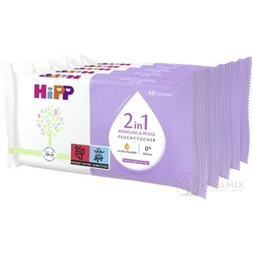 HiPP 2v1 Čistiace a ošetrujúce Vlhčené obrúsky s bio mandľovým olejom  5x48 ks obrázok