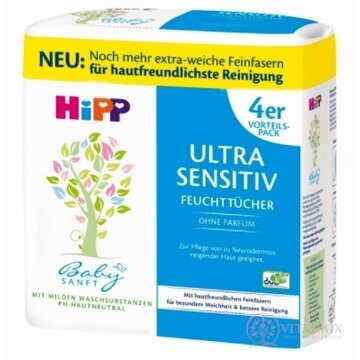 HiPP BabySANFT Čistiace vlhčené obrúsky ultra sensitiv, economy pack 4x52 ks obrázok