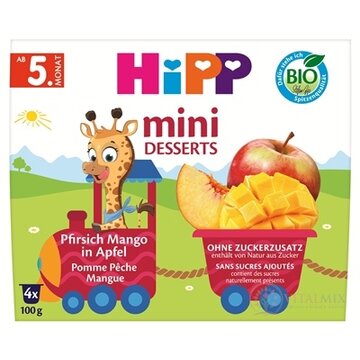 HiPP BIO 100% Ovocie Jablká s broskyňami ovocný príkrm-dezert (od ukonč. 4./6. mesiaca) 4x100 g (400 g) obrázok