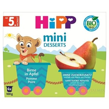 HiPP BIO 100% Ovocie Jablká s hruškami ovocný príkrm-dezert (od ukonč. 4./6. mesiaca) 4x100 g (400 g) obrázok