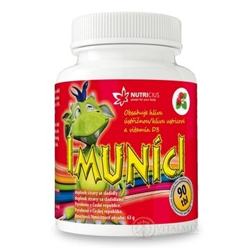IMUNÍCI Hliva ustricová s vitamínom D3 pre deti tbl cmúľacie s jahodovou príchuťou 1x90 ks obrázok