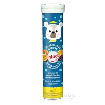 INTACT Otužilý medveď Hroznový cukor šumivé tablety, s vitamínom D3 a multivitamínmi, s príchuťou tropic/marakuja 1x15 ks obrázok