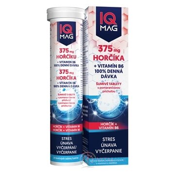 IQ MAG HORČÍK 375 mg + Vitamín B6 šumivé tablety s pomarančovou príchuťou 1x20 ks obrázok
