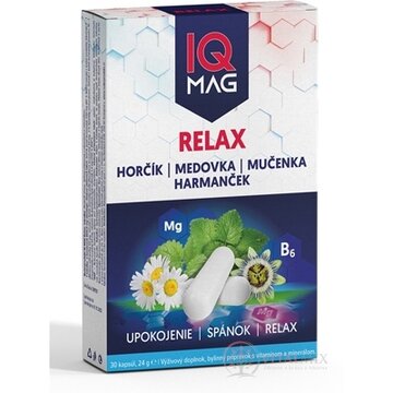 IQ MAG RELAX cps horčík, B6, medovka, mučenka, harmanček 1x30 ks obrázok