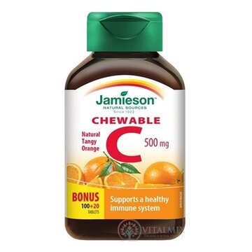 JAMIESON VITAMÍN C 500 mg pomaranč tbl na cmúľanie, 100+20 zadarmo (120 ks) obrázok