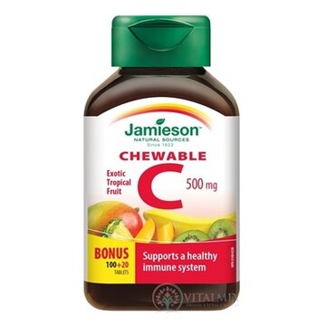 JAMIESON VITAMÍN C 500 mg tropické ovocie tbl na cmúľanie, 100+20 zadarmo (120 ks) obrázok