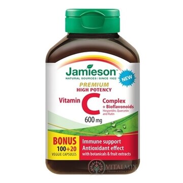 JAMIESON VITAMÍN C PREMIUM 600 mg S BIOFLAVONOIDMI cps s prírodnými rastlinnými výťažkami 100+20 zadarmo (120 ks) obrázok
