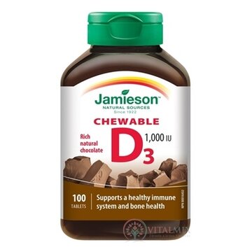 JAMIESON VITAMÍN D3 1000 IU ČOKOLÁDA tbl na cmúľanie 1x100 ks obrázok